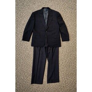 Corneliani Suit Set 52R Made in Italy Virgin Wool Extrafine Navy Pinstripe